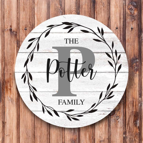 Personalized Family Name Wreath Sign