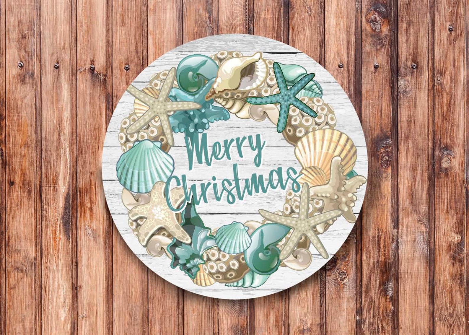 Merry Christmas Beach Wreath Sign Etsy