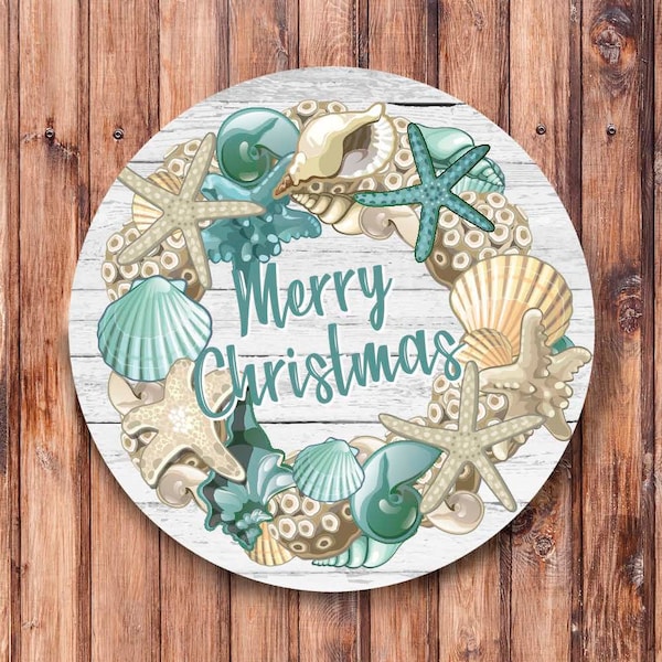 Merry Christmas Beach Wreath Sign