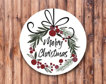 Holly Christmas Wreath Sign