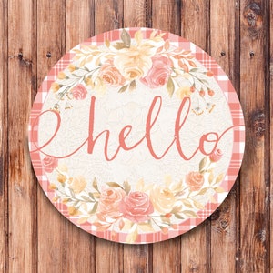 Peach Hello Wreath Sign