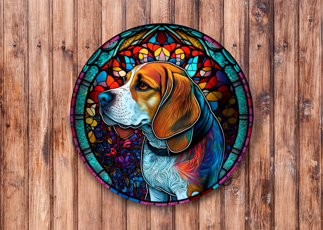 Faux Stained Glass Beagle Wreath Sign - Etsy