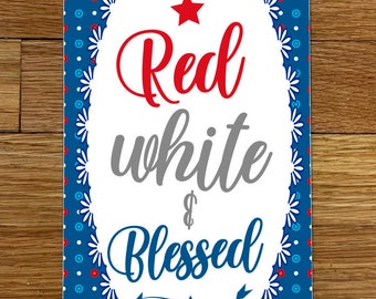 Red White & Blessed Wreath Sign