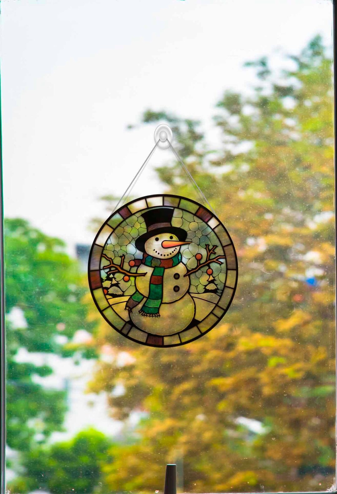 Faux Stained Glass Snowman Acrylic Suncatcher - Etsy