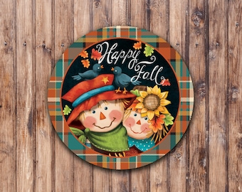 Scarecrow Happy Fall Wreath Sign