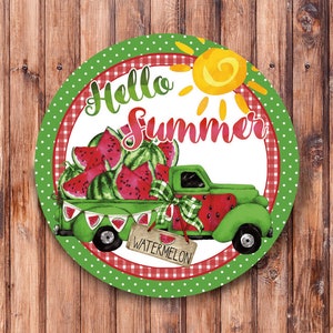 Watermelon Hello Summer Wreath Sign