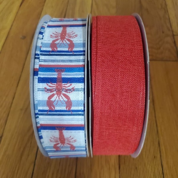 Lobster Stripe  and solid red Ribbon