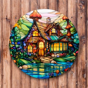 Faux Stained Glass Cottage Wreath Sign