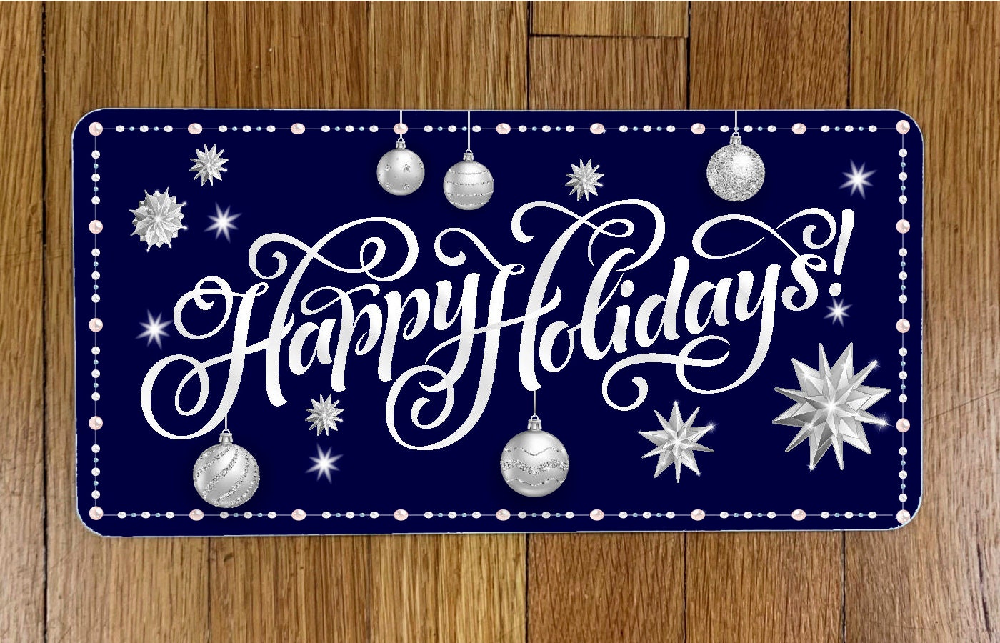 Happy Holidays Blue Silver Wreath Sign - Etsy