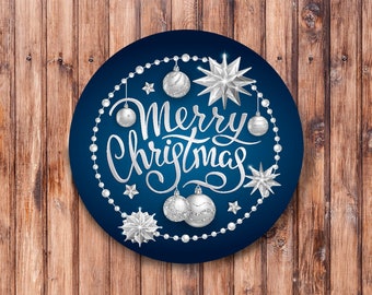 Merry Christmas_Blue_and_Silver_Wreath Sign