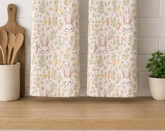 Bunnies and Carrots Cotton Kitchen Towel