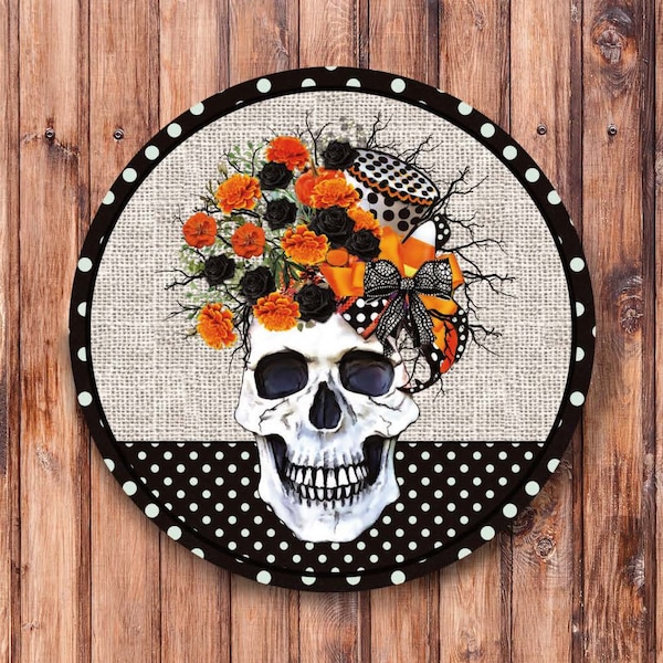 Flower Skull Wreath Sign