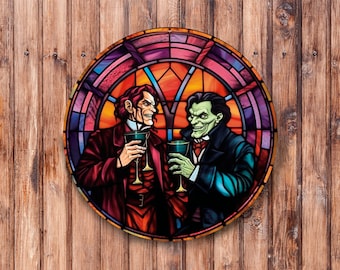 Faux Stained Glass Dr Jeykell and Mr Hyde Wreath Sign