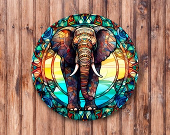 Faux Stained Glass Elephant Wreath Sign