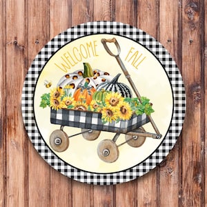 Welcome Fall Wagon Wreath Sign