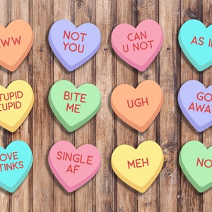 Anti Conversation Hearts Set of 12 Hardboard