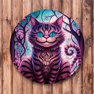 Faux Stained Glass Chesire Cat Wreath Sign
