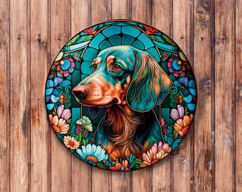 Faux Stained Glass Dachshund Wreath Sign