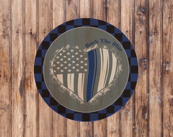 Cartel de la corona de corazón de la bandera de la policía