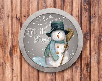 Grey Snowman Wreath Sign