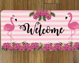 Flamingo Welcome_Wreath Sign