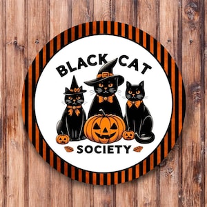 Black Cat Society Wreath Sign