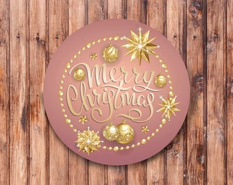 Merry Christmas Rose Gold Wreath Sign