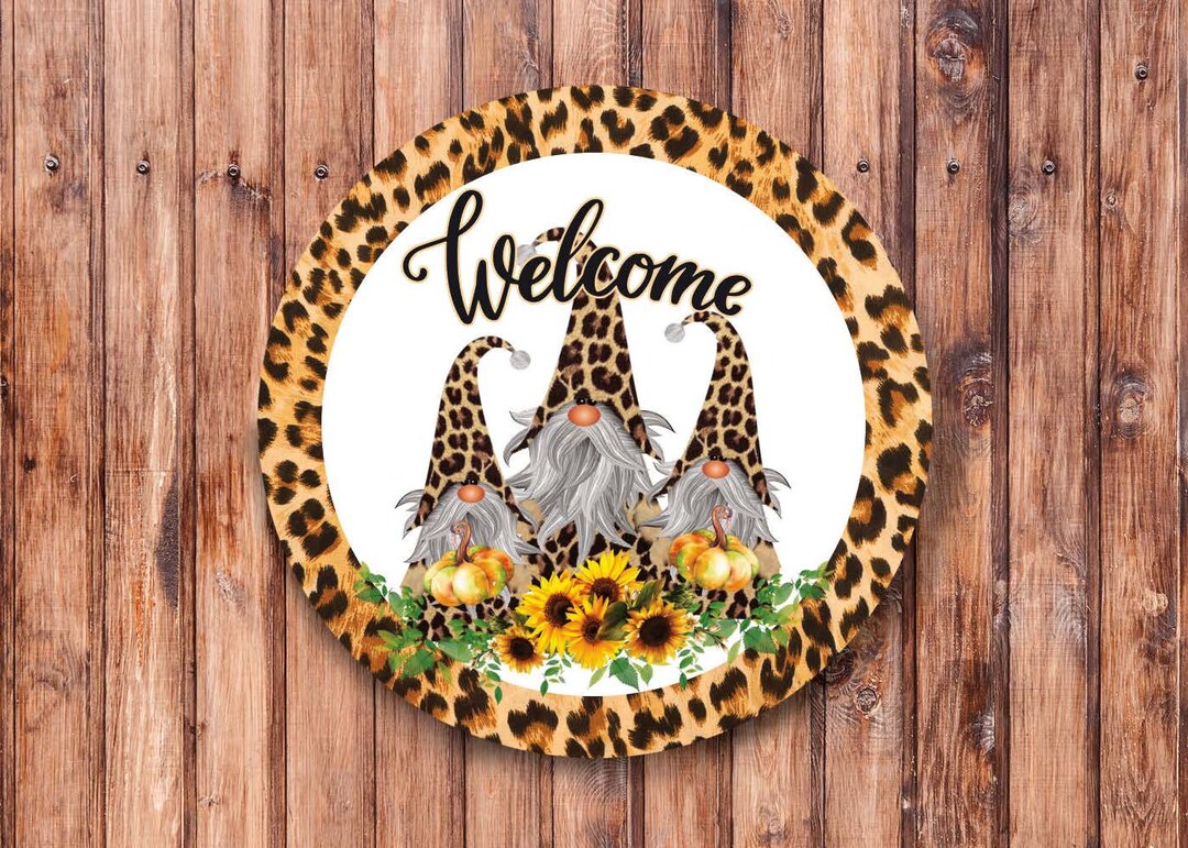 Welcome Fall Leopard Gnomes Wreath Sign - Etsy