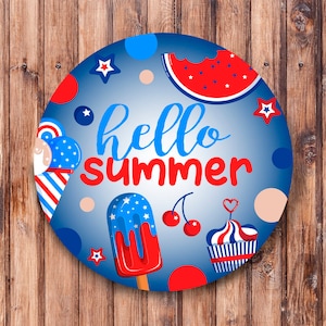 Hello Summer Red White and Blue_Wreath Sign