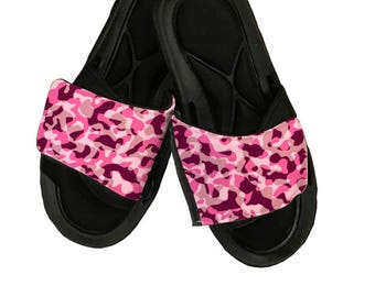 Pink Camouflage Slide Sandals_customize these slides anyway you would like