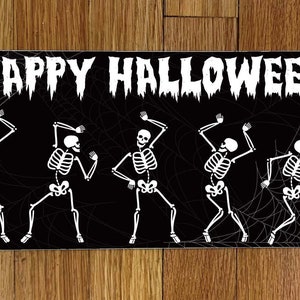 Happy Halloween Dancing Skeletons Wreath Sign