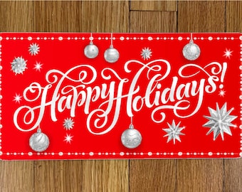 Christmas Sign, Happy Holidays Sign, Christmas Wreath Sign, Happy