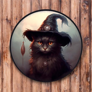 Witch Black Cat Wreath Sign