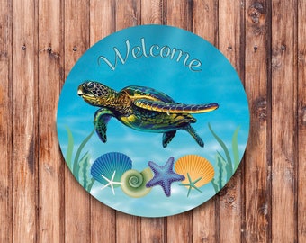 Sea Turtle Welcome Wreath Sign