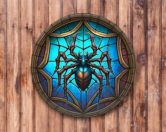フェイクステイン加工のブラックウィドウスパイダーリースサイン
