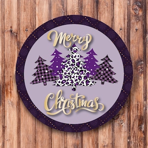 Merry Christmas_Purple_Leopard Trees_ Wreath Sign