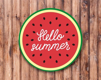 Hello Summer Watermelon Wreath Sign