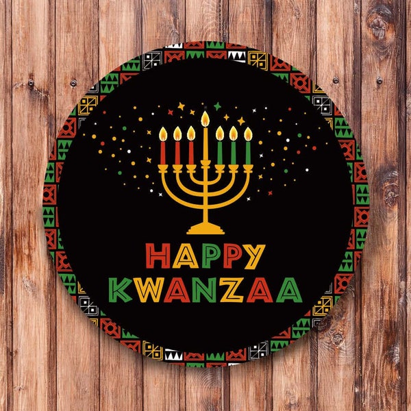 Happy Kwanzaa Candles Wreath Sign