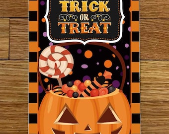 Trick or Treat Candy Wreath Sign