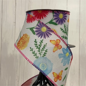 2.5&quot; Wildflowers & Butterflies Wired Ribbon