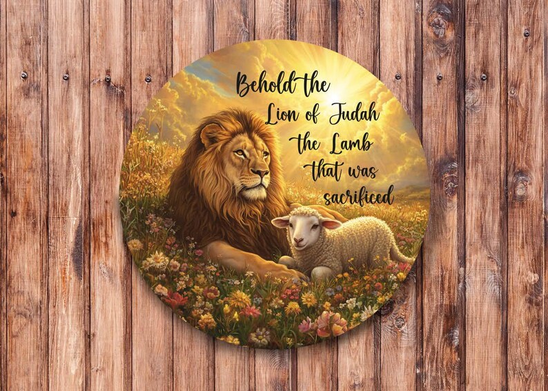 Behold Text Behold the Lion Wreath Sign - Etsy