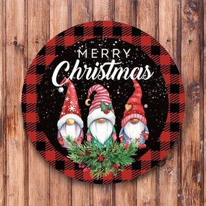 Buffalo Plaid Gnomes Wreath Sign