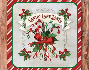 Candy Cane Lane Sign - Etsy