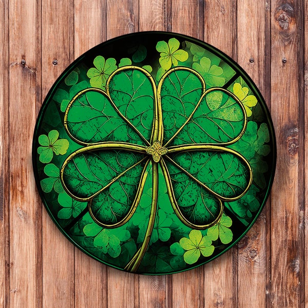 Faux Stained Glass Shamrock Wreath Sign