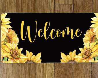 Welcome Sunflower Wreath Sign