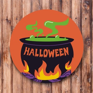 Halloween Cauldron Wreath Sign