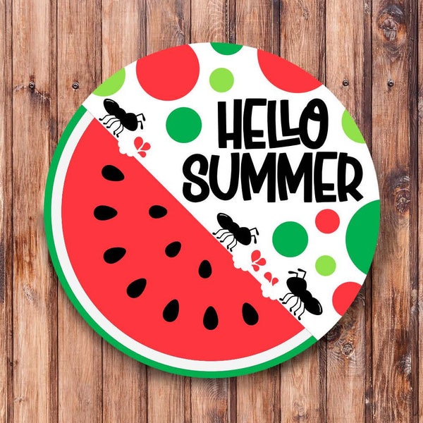 Hello Summer Watermelon Ants Wreath Sign