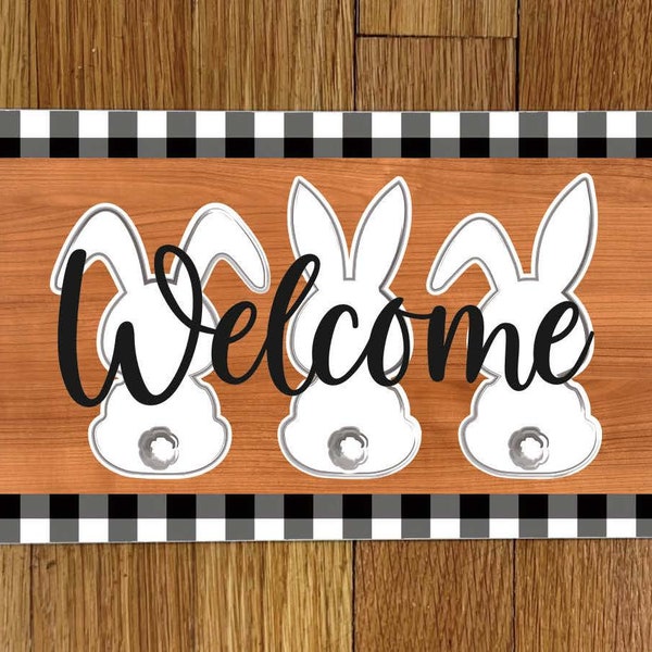 Welcome Bunnies Wreath Sign