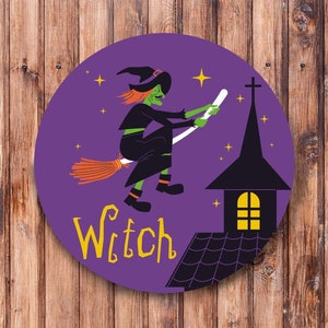 Flying Witch Wreath Sign