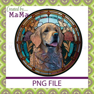 Faux PNG Stained Glass Golden Retriever Wreath Sign, Wreath Accessory, Sublimation file